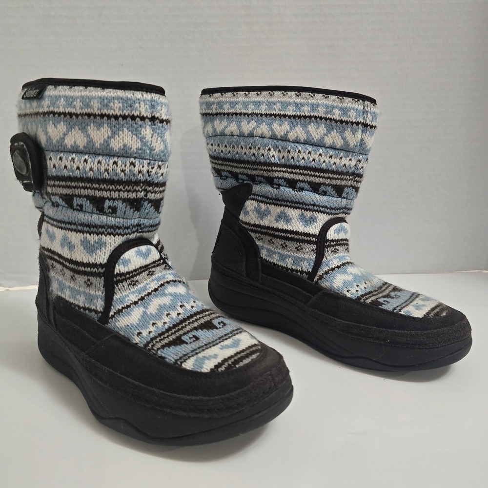 Skechers Tone-ups Cozy Knit Winter Boots Womens Size 7 Blue Fair Isle Heritage - Picture 2 of 9